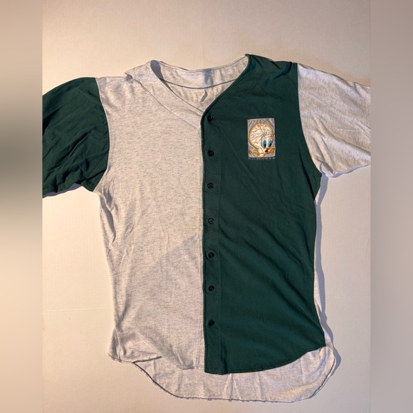 Vtg Warner Bros Looney Tunes Tweety Bird Two Tone 90’s Baseball Jersey Size XL - Picture 1 of 8
